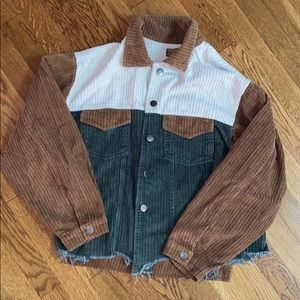 Mismatch color corduroy jacket